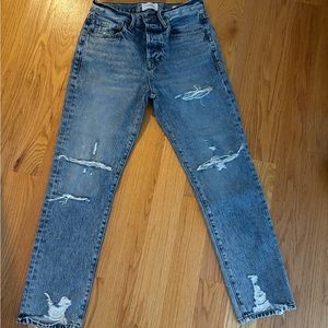 Frame Le Original Distressed Straight Leg Jean